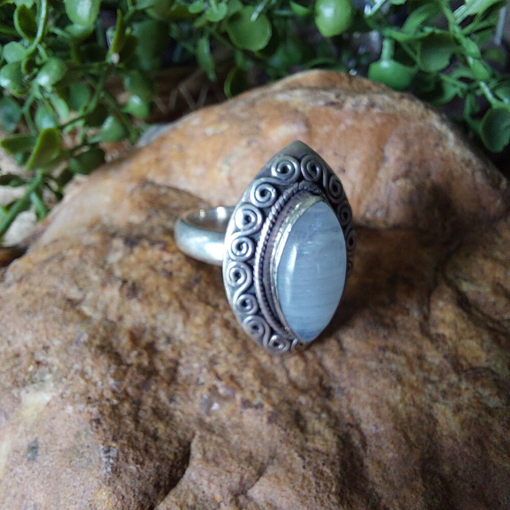 Sterling Silver 925 Vintage Doug Paulus Moonstone Spiral Ring Size 10